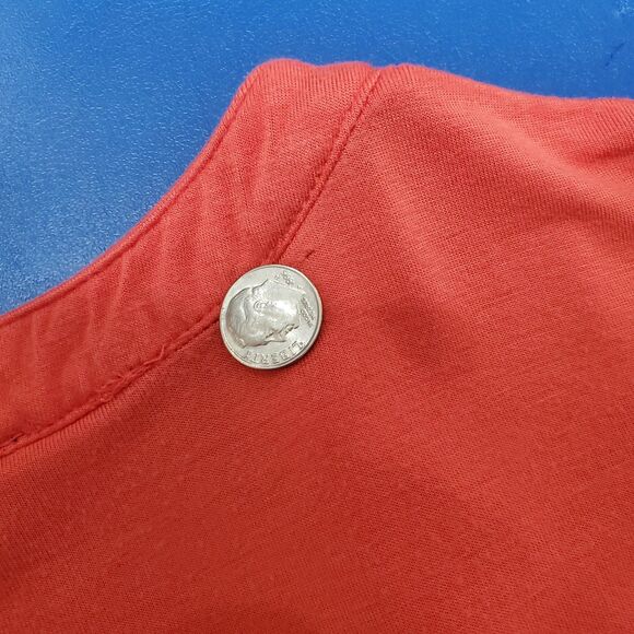 Cable & Gauge Peachy Orange Soft Sleeveless Button Front Tie Waist Shirt Size L - Picture 8 of 8